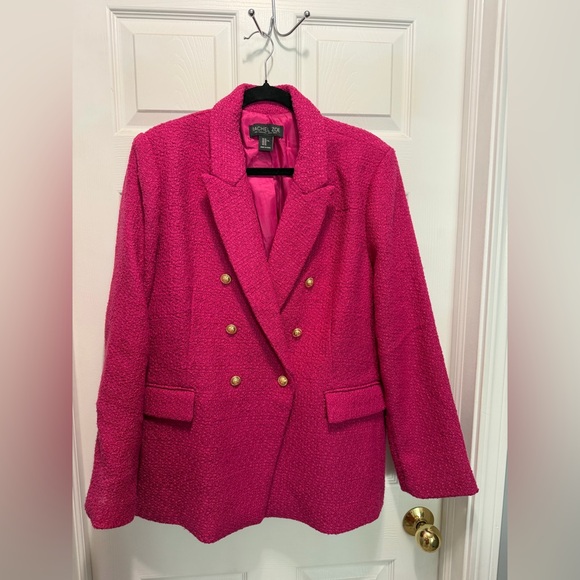 Rachel Zoe Magenta Pink Blazer with Gold Buttons - Picture 1 of 4